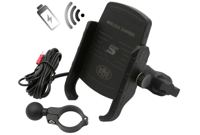SEFIS EW 2 phone holder with wireless charging and clamp for a motorcycle