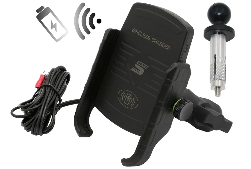 SEFIS EW 2 phone holder with wireless charging S-Ball adapter for a motorcycle