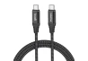 SEFIS charging data cable USB-C and USB-C 100W 5A 3m black braided for the car