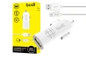 SEFIS USB car recharger for mobile devices 12W 2.4A 5V with Micro-USB cable 1,2m white for the car