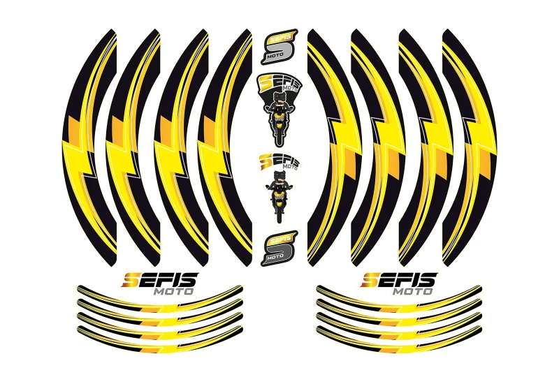 SEFIS PREMIUM ST 1 two-part stickers for wheels - yellow for a motorcycle