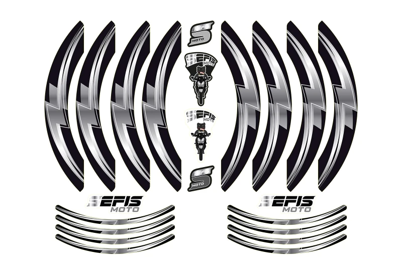 SEFIS PREMIUM ST 1 two-part stickers for wheels - grey for a motorcycle