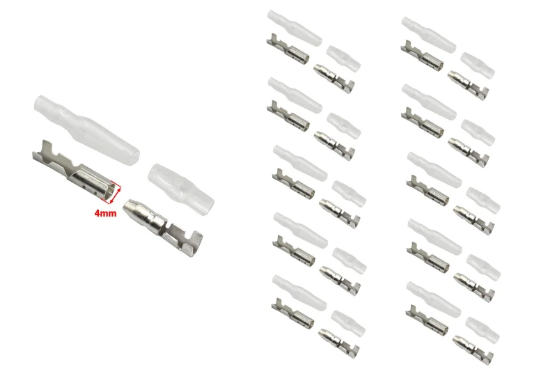 SEFIS set Faston - round connector 4mm with insulation -  male and female - 10 pcs for a motorcycle
