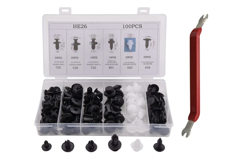 SEFIS set of plastic screws 6-10mm 100 pcs + key for a motorcycle