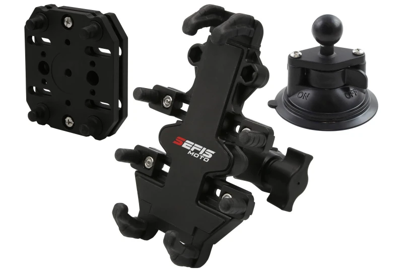 SEFIS Spine phone holder with car suction cup and anti-shock adapter for a motorcycle