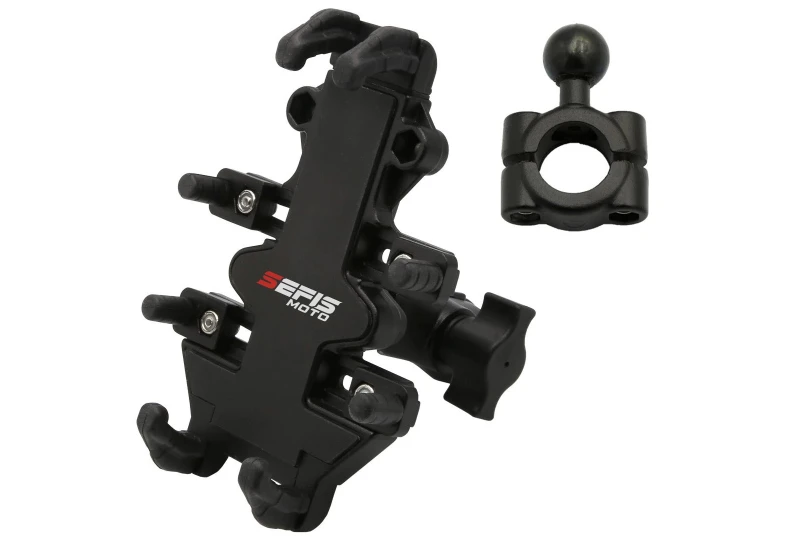 SEFIS Spine phone holder with R-Ball adapter for a motorcycle