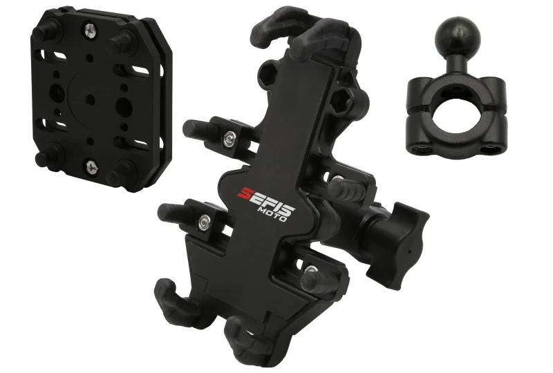 SEFIS Spine R phone holder with R-Ball adapter with anti-shock adapter for a motorcycle