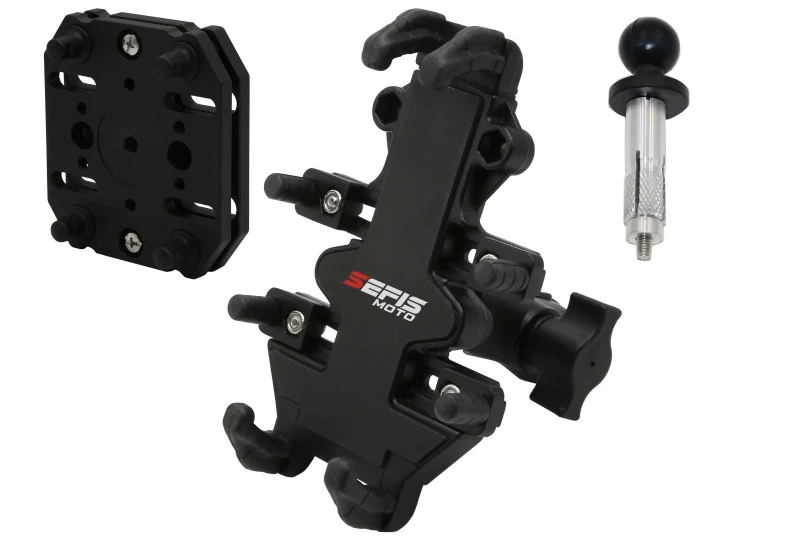 SEFIS Spine phone holder with S-Ball and anti-shock adapter for a motorcycle
