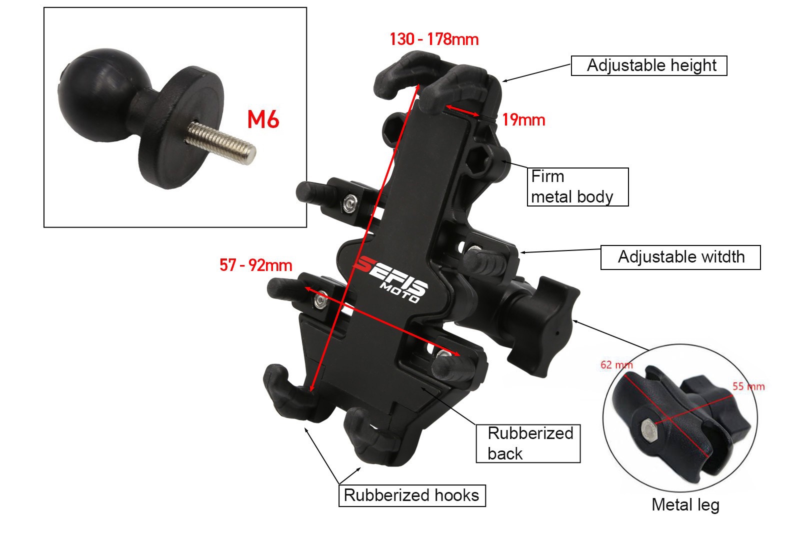 SEFIS Spine S M6 phone holder Honda Forza 125 350 for a