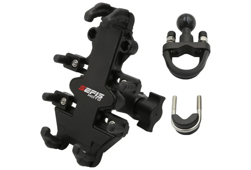 SEFIS SPINE T full metal phone holder with socket for a motorcycle