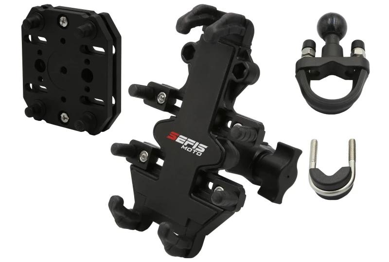 SEFIS SPINE T full metal phone holder with socket and anti-shock adapter for a motorcycle