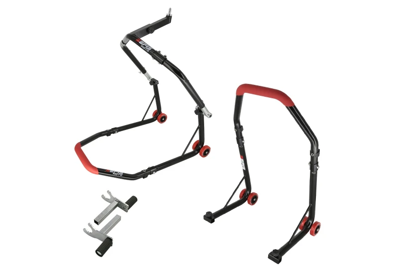 SEFIS D18 front head lift paddock stand and rear paddock stand set - 2in1 - red for a motorcycle
