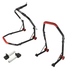 SEFIS D18 front head lift paddock stand and rear paddock stand set - paddles - red