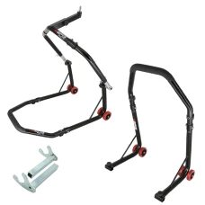 SEFIS D18 front head lift paddock stand and rear paddock stand set - hooks - black