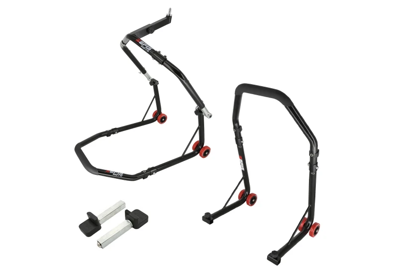 SEFIS D18 front head lift paddock stand and rear paddock stand set - paddles - black for a motorcycle