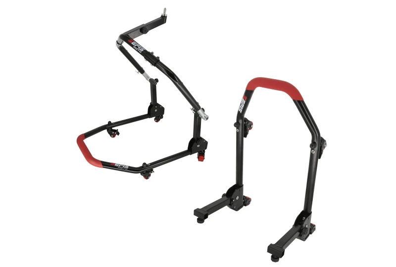 SEFIS M20U folding mobile front head lift paddock stand and rear paddock stand set for a motorcycle SEFIS M20U folding mobile front head lift paddock stand and rear paddock stand set for a motorcycle