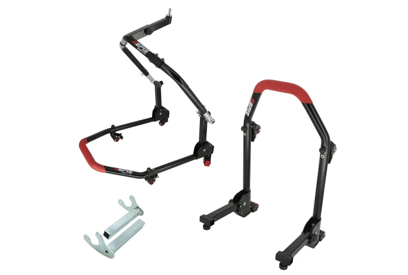SEFIS M20U folding mobile front head lift paddock stand and rear paddock stand set - hooks for a motorcycle SEFIS M20U folding mobile front head lift paddock stand and rear paddock stand set - hooks for a motorcycle