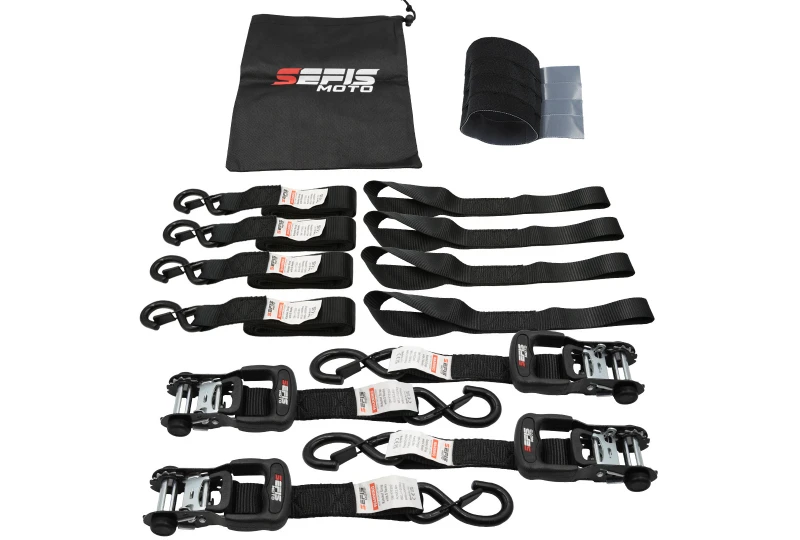 SEFIS SET 40 Securing Straps 4x Lashing Strap 40mm x 240 cm 4x Belt TÜV/GS for a motorcycle