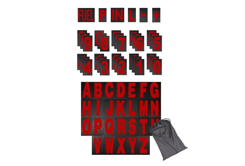SEFIS alphabet and number tables for pitboard red 