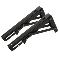 SEFIS steel shelf holder - foldable 20cm black 2pcs