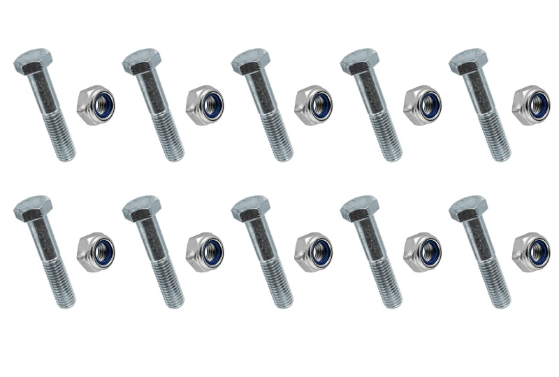 Screws M8x45x1.25mm with lock nut 10pcs