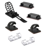 Self-adhesive clamps and wire holders